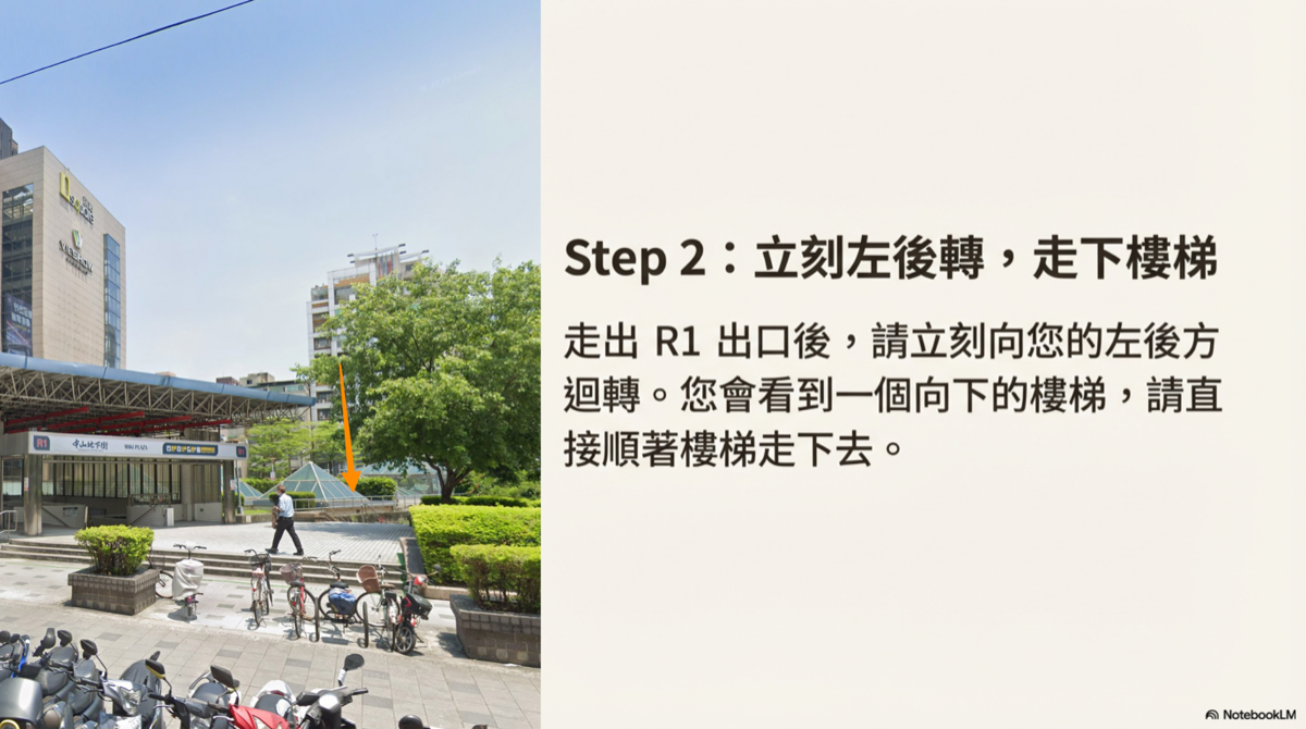 左後轉走下樓梯